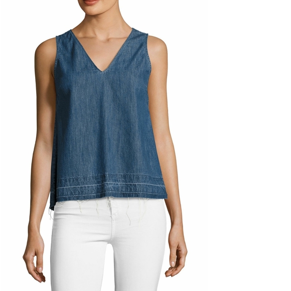 rag & bone Tops - Rag & Bone Jean Chambray Raw Hem Indigo Tank Top